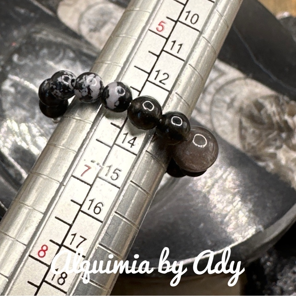 Golden Obsidian Ring • 3mm Faceted Stones • Wire‑Built, Non‑Stretch - Picture 3 of 3